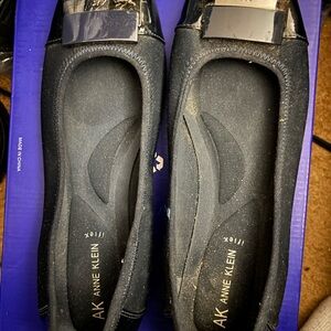 Anne Klein Blue Loafers with Glossy Trim